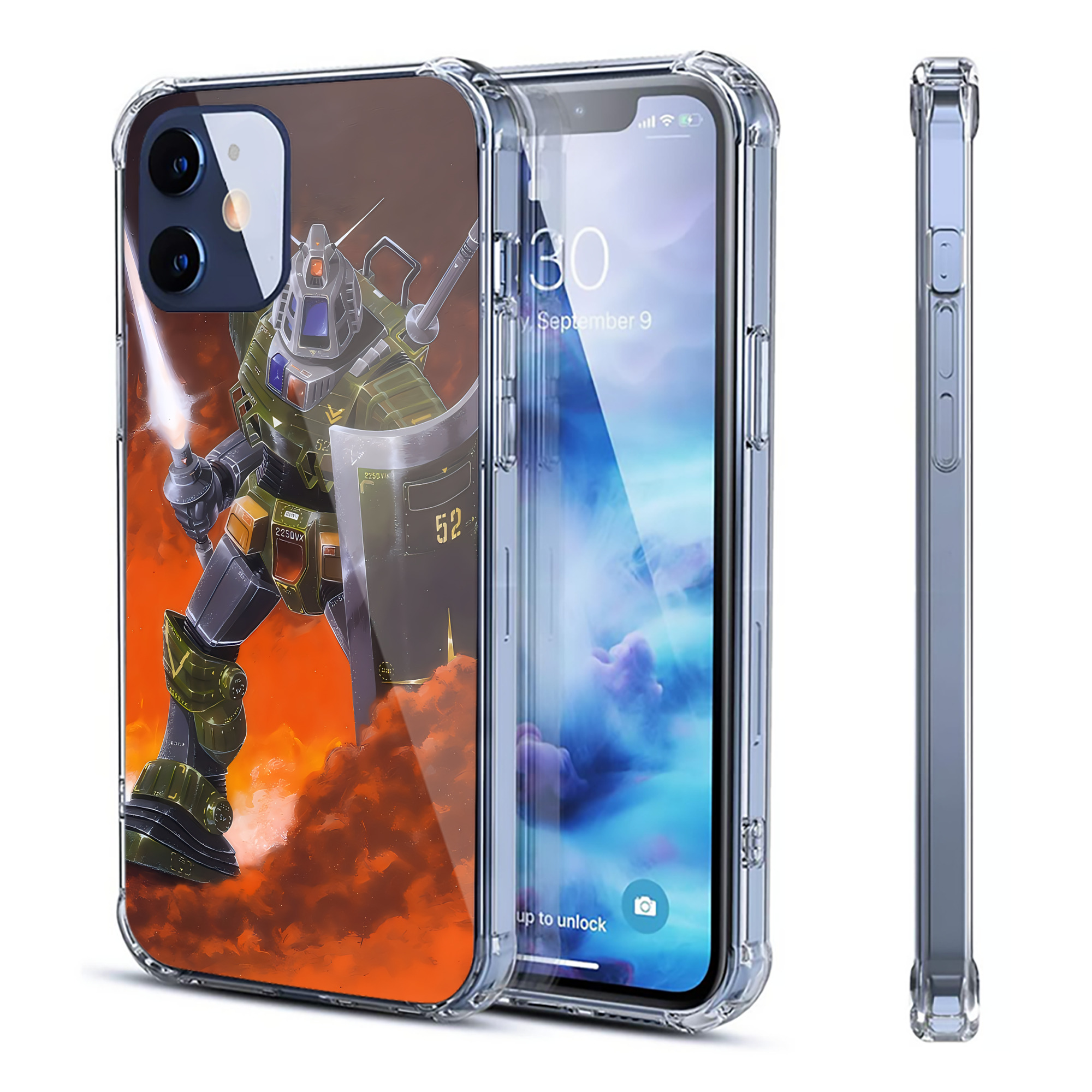（画像用） 機動戦士ガンダム Mobile Suit Gundam 【iPhone 12シリーズ対応】透明スマホケース（クリアソフトケース）